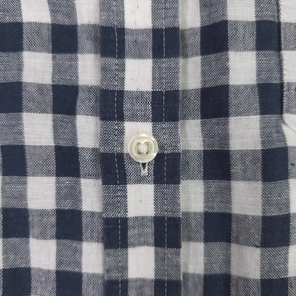 Banana Republic Shirt‎ Mens Large Blue Gingham Long Sleeve Linen Slim Fit Casual